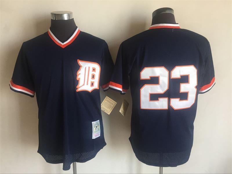 2017 MLB Detroit Tigers #23 Kirk Gibson Blue Throwback Jerseys->cleveland indians->MLB Jersey